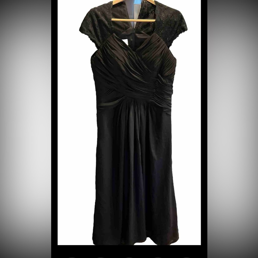 LightInTheBox all BLACK FORMAL Dress LACE cap Sleeve Cocktail Prom Wrap Ruched L